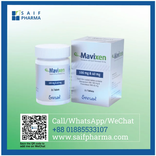Mavixen 100 mg & 40 mg (Glecaprevir & Pibrentasvir) 1 hepatitis C virus Medicine Glecaprevir & Pibrentasvir