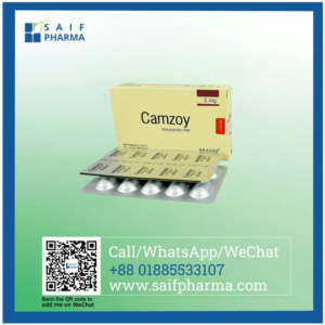 Camzoy 5 mg (Mavacamten) capsule used for treating hypertrophic cardiomyopathy, supplied by Saif Pharma and manufactured by Beacon Pharmaceuticals.