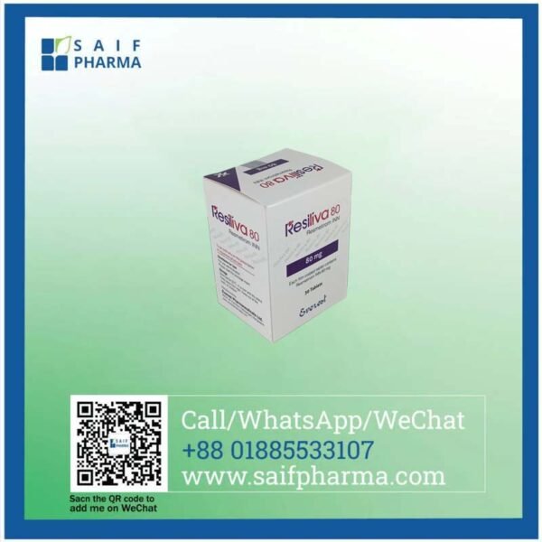 Image of Resiliva 80 mg (Resmetirom) by Everest Pharmaceuticals Ltd., a trusted medication for treating NASH and improving metabolic health, supplied by Saif Pharma.