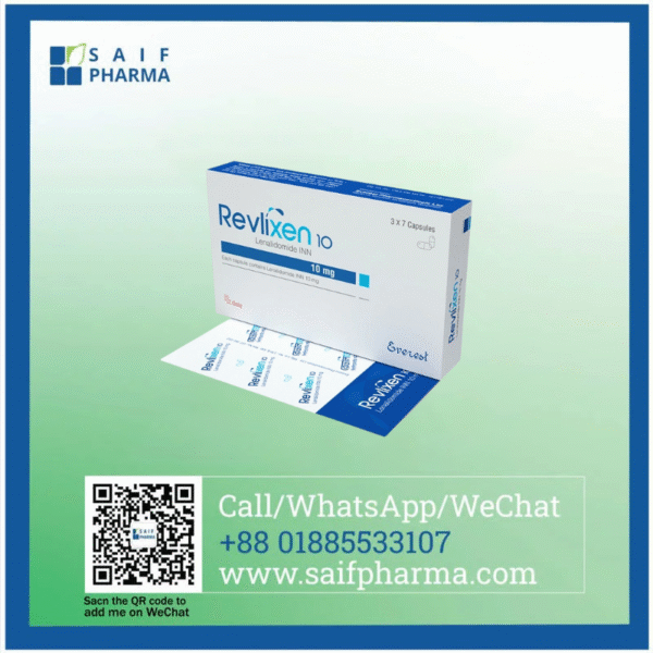 Revlixen 10 mg Lenalidomide capsule – immunomodulatory chemotherapy for MM, MDS, MCL, FL, MZL by Everest Pharma, Supplied by Saif Pharma