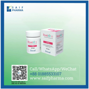 Ruxotor 10 mg Ruxolitinib Phosphate tablets by Everest Pharmaceuticals – supplied by Saif Pharma for myelofibrosis, polycythemia vera, and GVHD treatment.